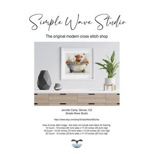 Highland Cow‎ Full Cover Counted Cross Stitch Pattern Chart